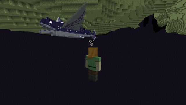 A Driftsong sings under an outer island, and the player floats down on Slow Falling