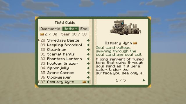 The Field Guide's Nether tab