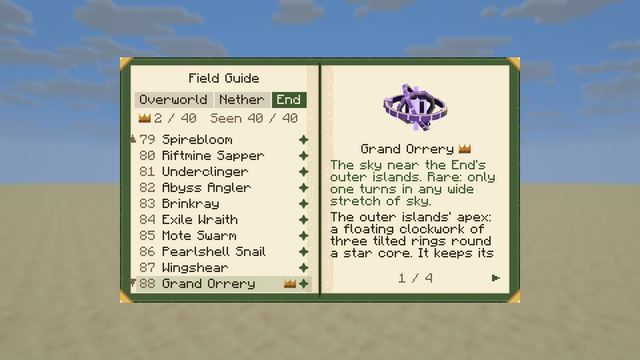 The Field Guide's End tab