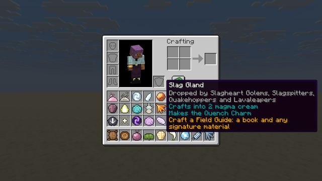 Signature materials, each with its uses in the tooltip